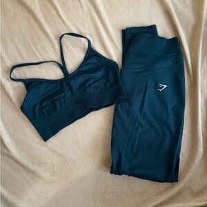 Gymshark Dark Teal Sports Bra and Leggings Set